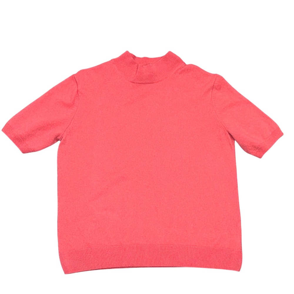 Uniqlo Cashmere Mock Neck Sweater Womens XL Coral Pink Excellent Half Sleeve